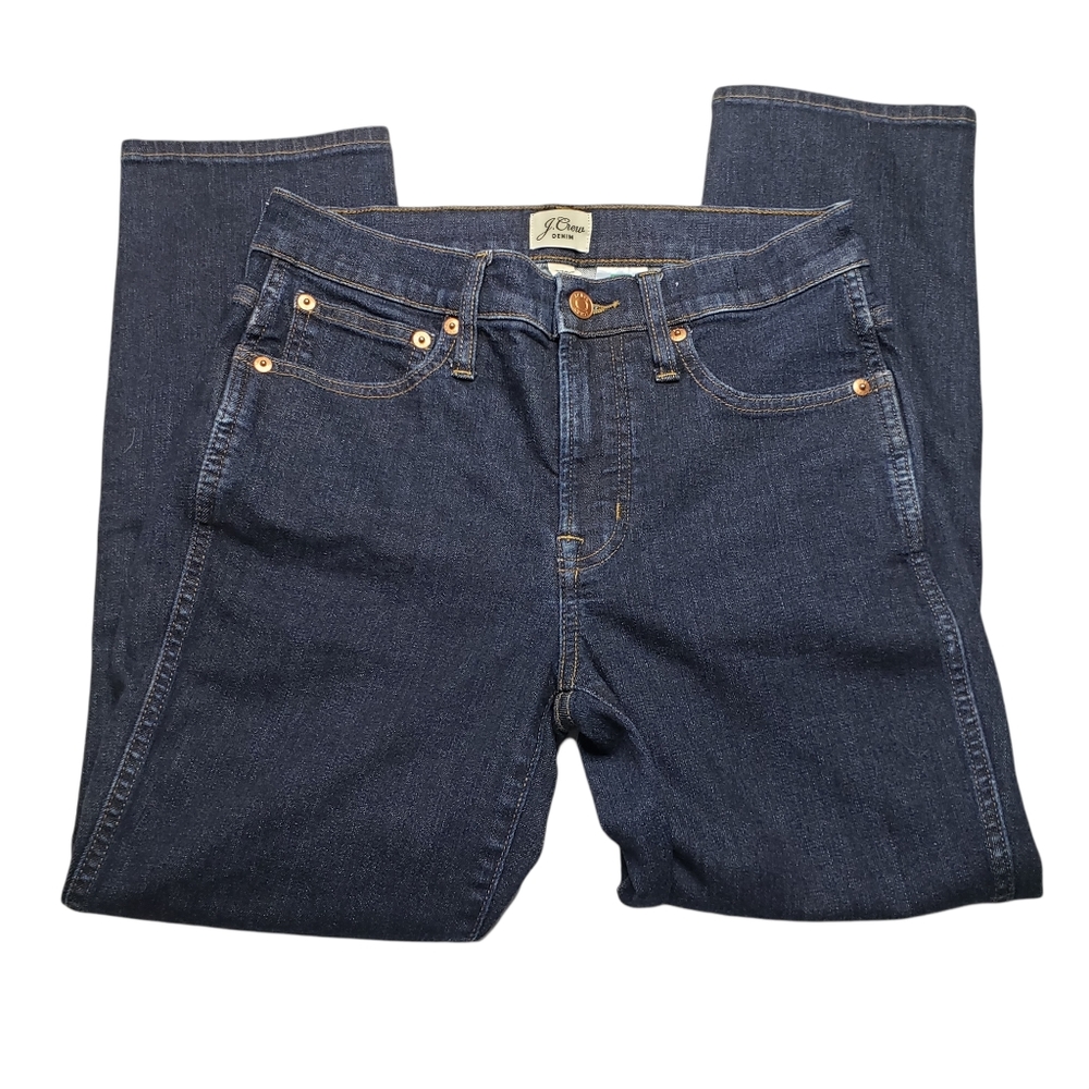 J. Crew 9" Vintage Straight Mid Rise Dark Denim Size 27P